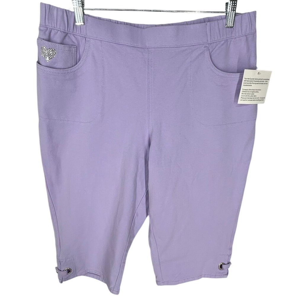 Dream Jeannes by Quacker Factory Stretch Light Purple Embellished Pants Womens L